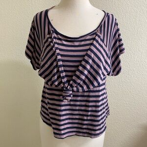 Boxy Stripe‎ Shirt With Tie Front